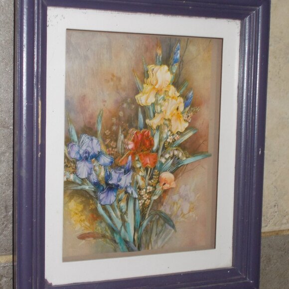 Vintage 3D floral art, framed - Picture 3 of 6